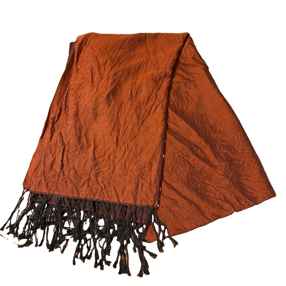 Kashmir 100% Pure Silk Scarf Two Tone 21” x 72” Made In India